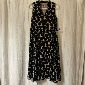 Anne Klein  | Like new! Black & Cream Patterned Midi Dress, sleeveless | Size 0